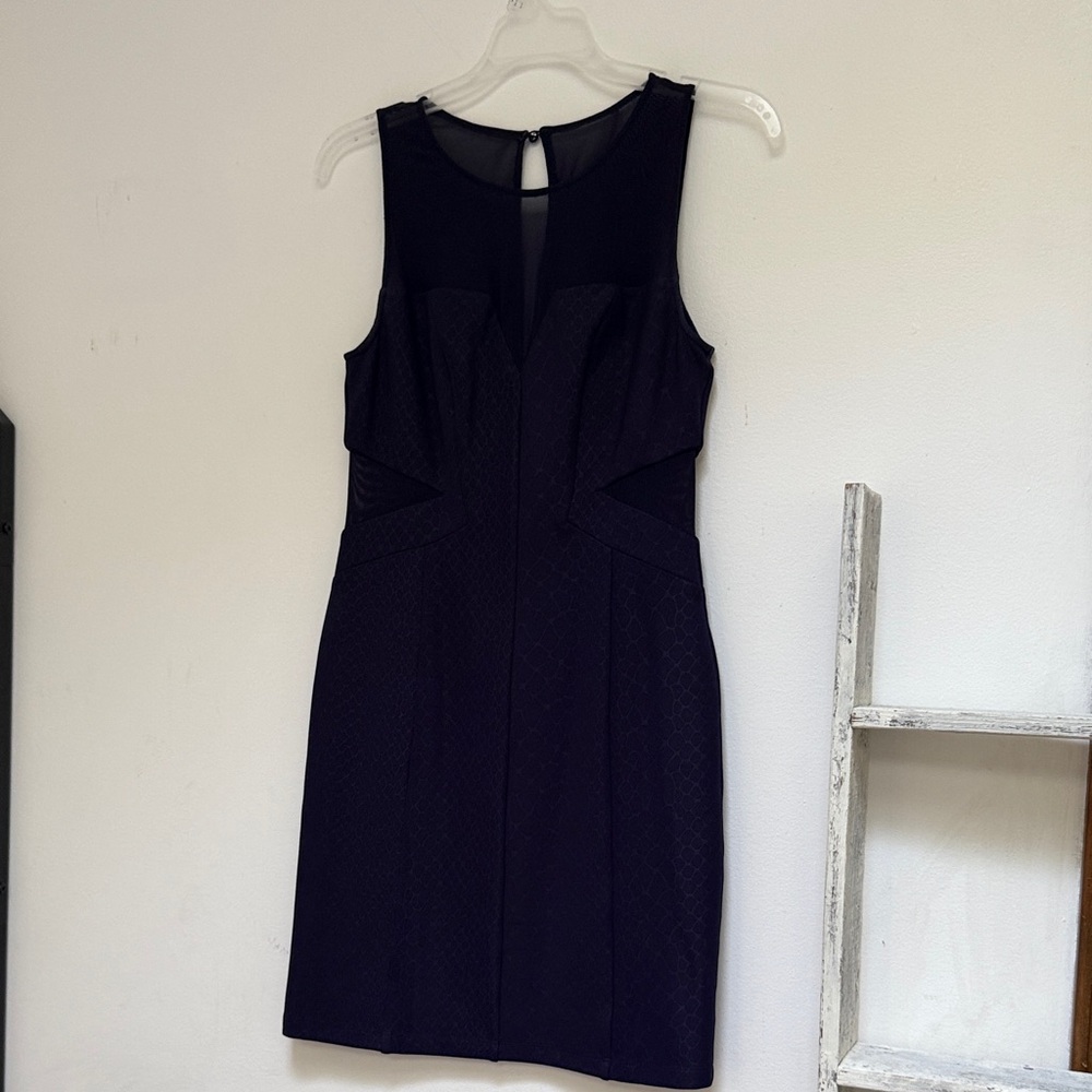 Elegant sheer dark navy blue Sleeveless Dress
